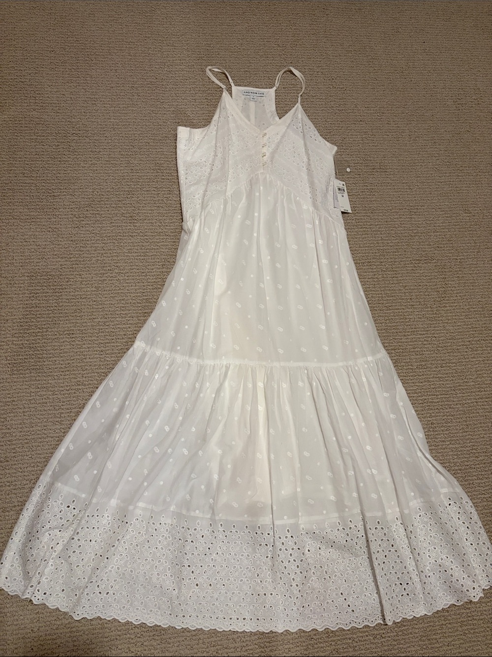 White Eyelet Maxi Dress for Women Lightweight Summer Dress